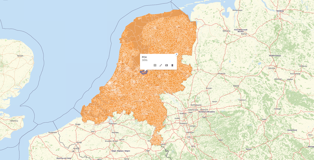 The Netherlands 4-digit postal code polygons