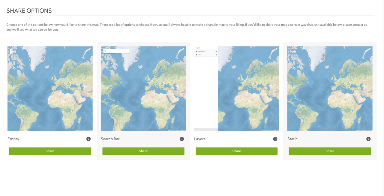 Publish, Sharing and Embedding Maps