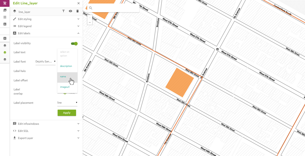 Adding Labels to Lines on the Map