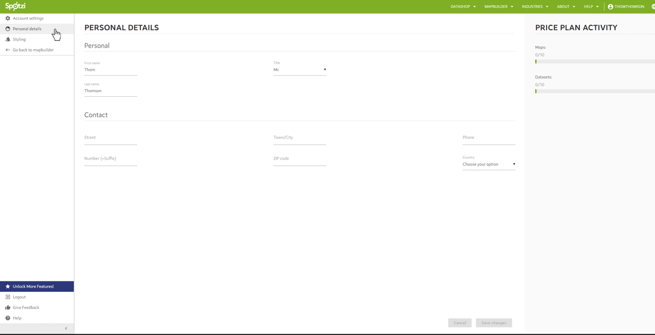 Change Account Settings Spotzi