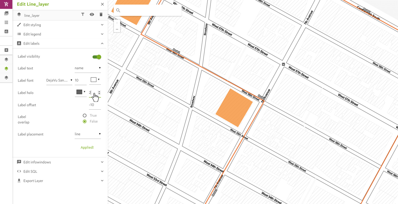 Adding Labels to Lines on the Map