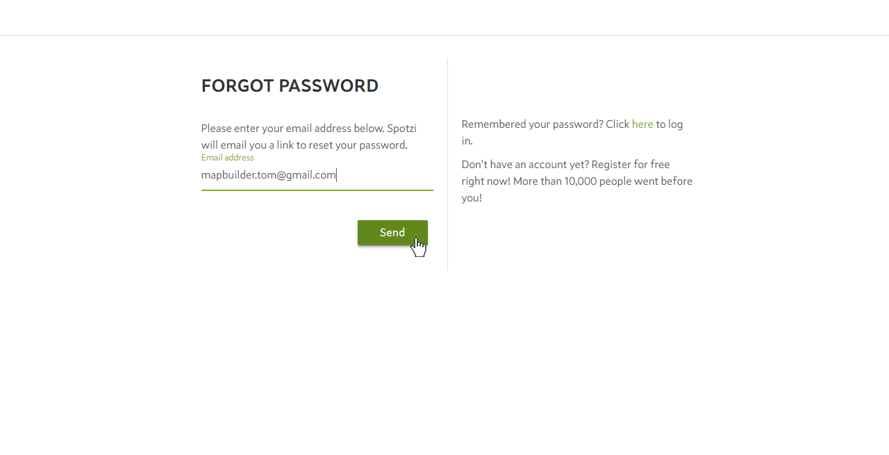 Forgot Password Spotzi