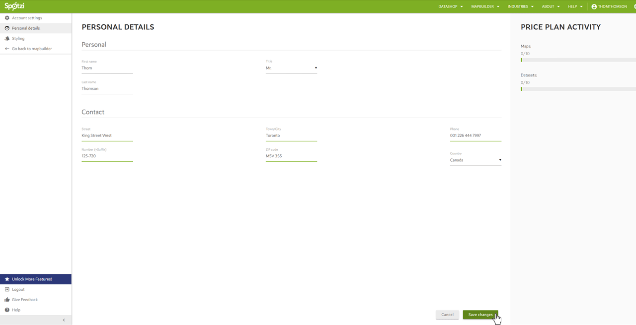 Change Account Settings Spotzi