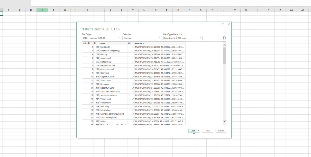 CSV without Geometry