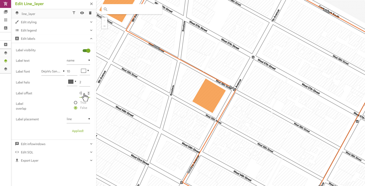 Adding Labels to Lines on the Map