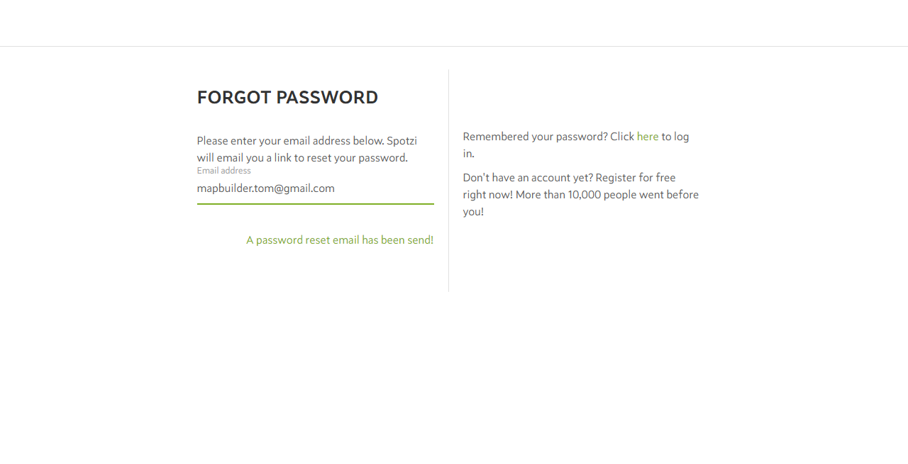 Forgot Password Spotzi