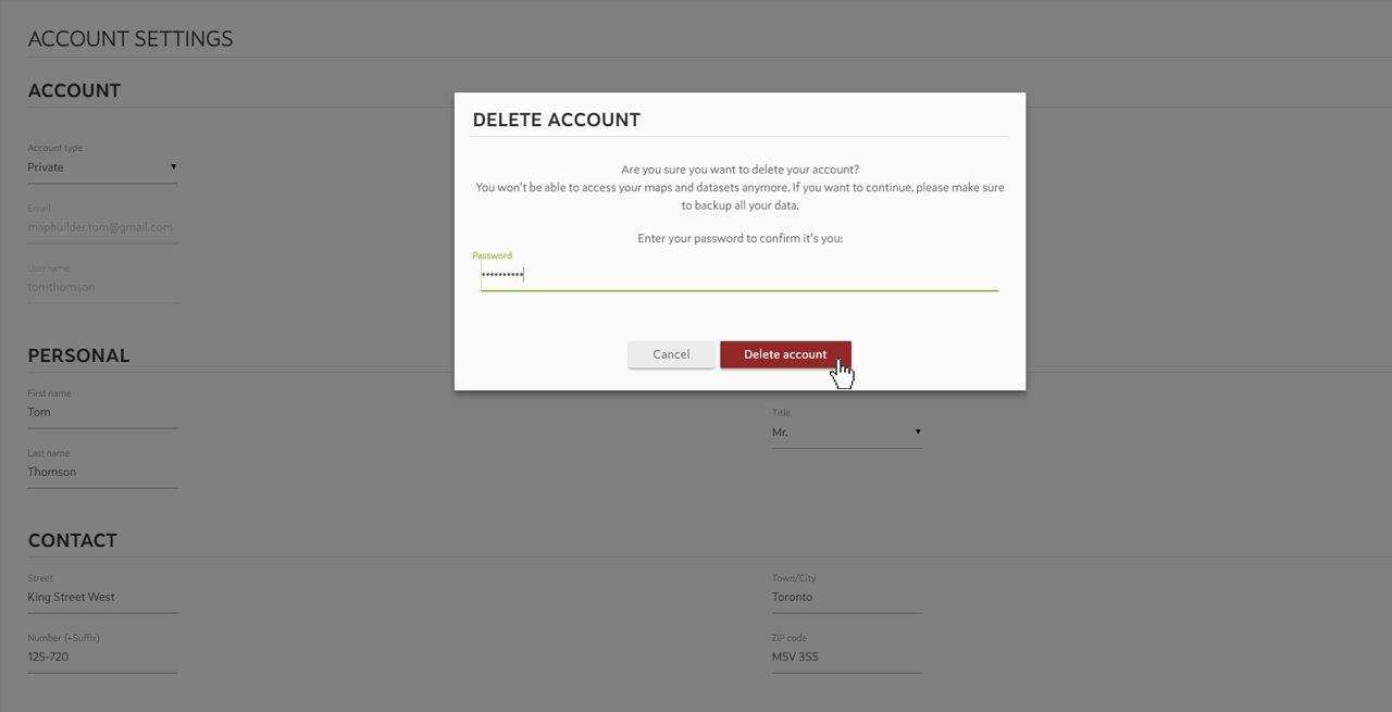 Delete Account Spotzi