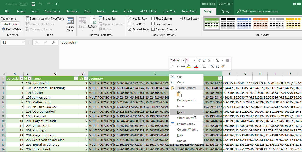 CSV without Geometry