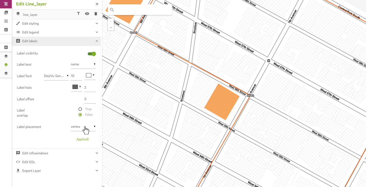 Adding Labels to Lines on the Map