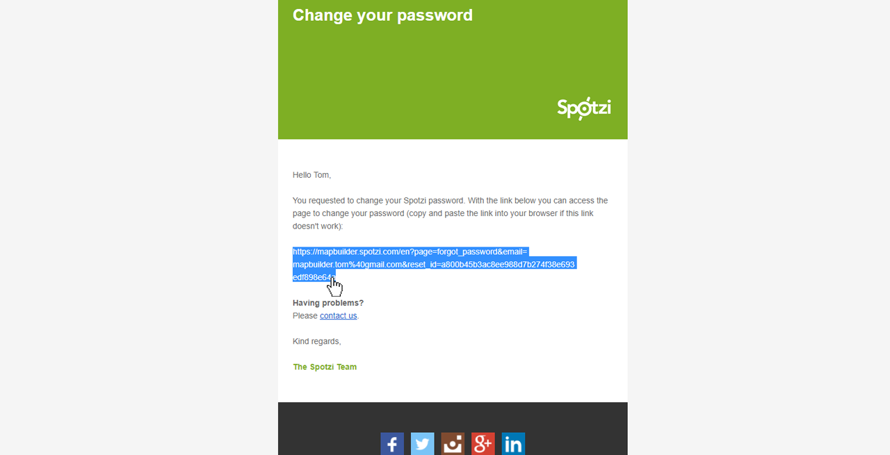Forgot Password Spotzi