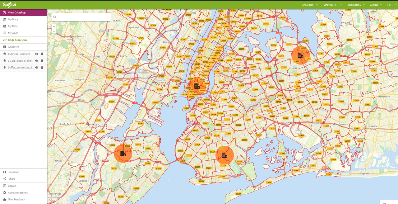 Find postal codes in a radius