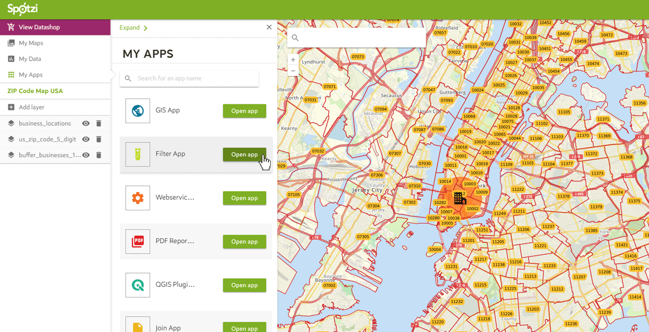 Find postal codes in a radius