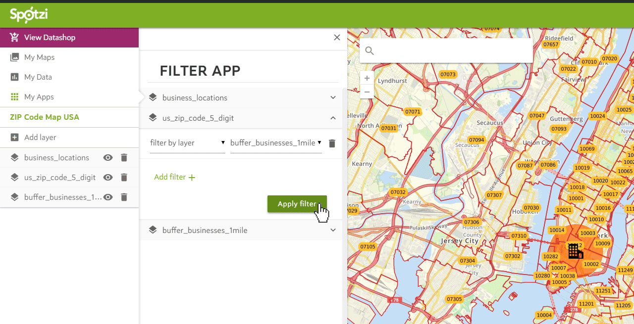 Find postal codes in a radius