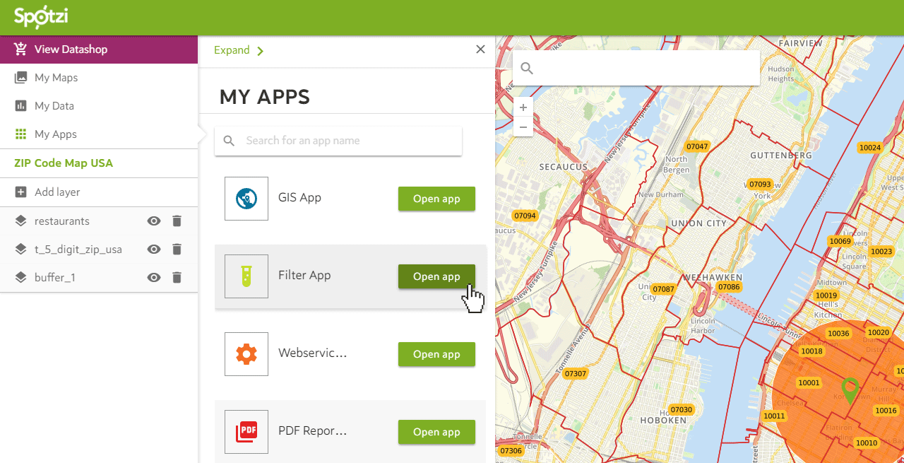 Find postal codes in a radius
