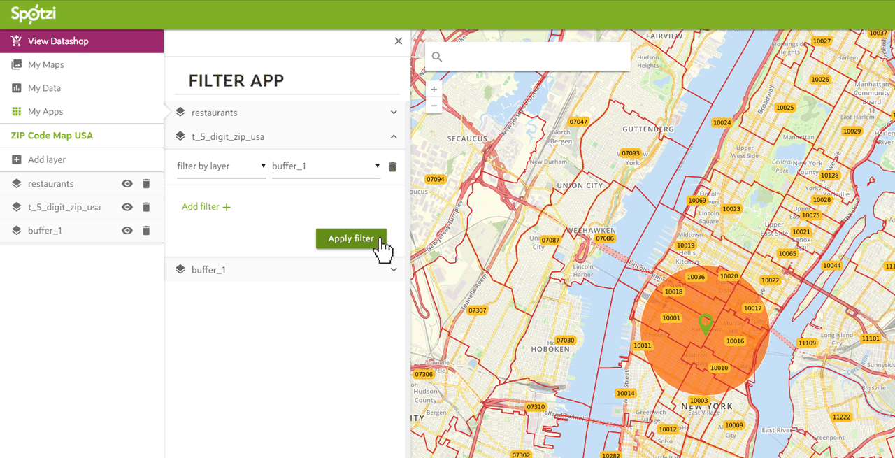 Find postal codes in a radius