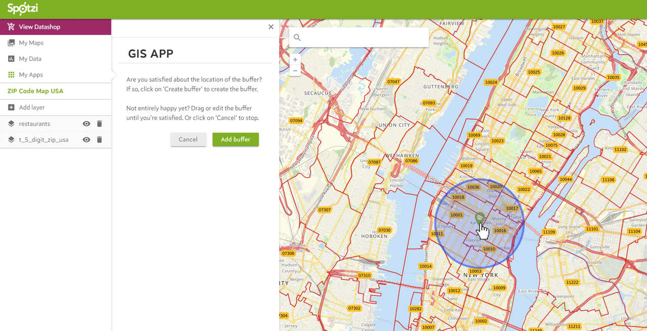 Find postal codes in a radius