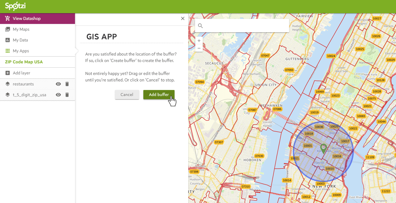 Find postal codes in a radius