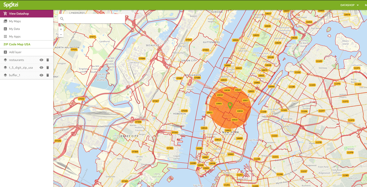 Find postal codes in a radius