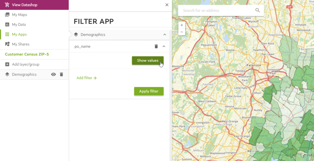 Text Map Filter