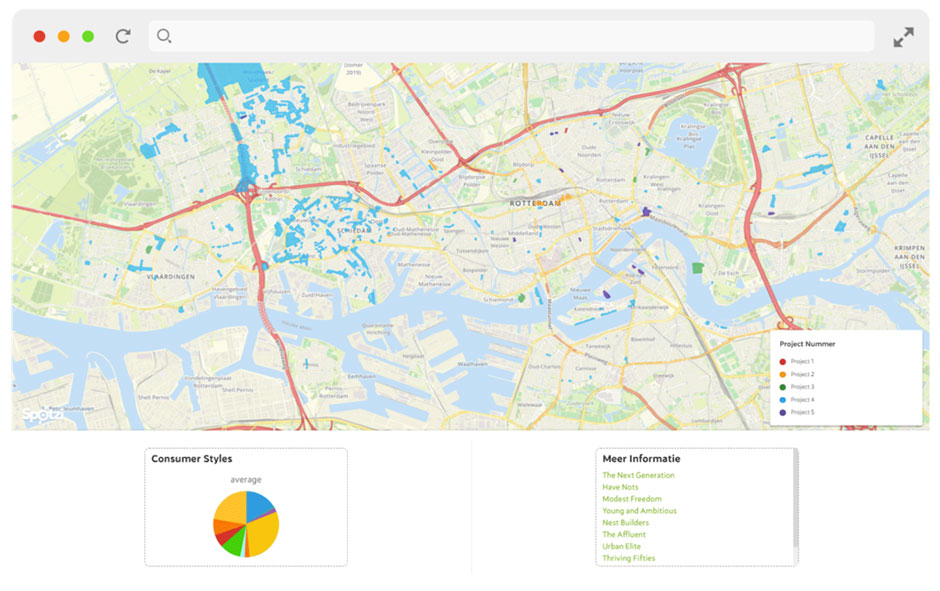 Postcodekaart in dashboard